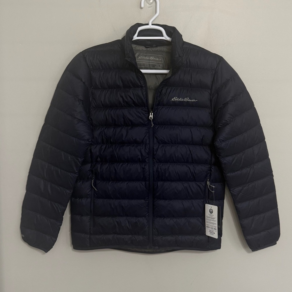NEW Eddie Bauer Mens Medium Blue CirrusLite 650 Down Fill Puffer Jacket - Picture 2 of 8